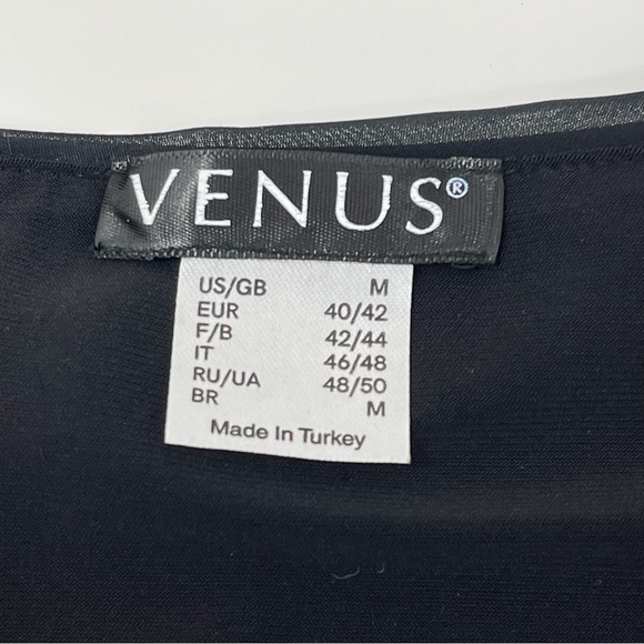 Venus Black Sheath‎ Dress with Large Pink Orchids Sheer Fabric Sleeveless Medium - Picture 10 of 12